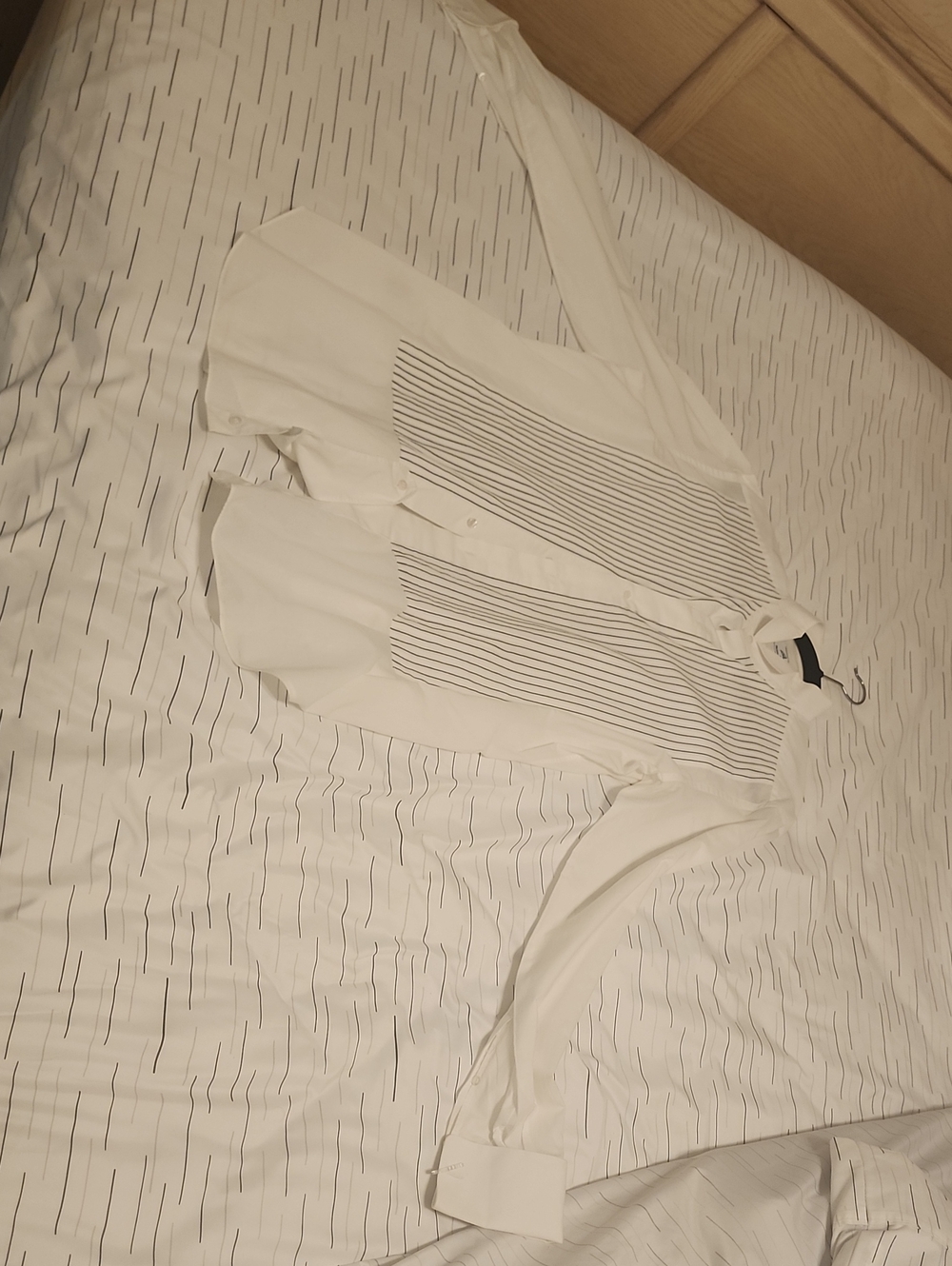 Brioni White Dress Shirt with Black Pinstripes